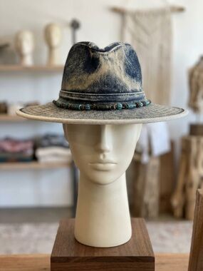 Men's Washed Denim Wide-Brim Hat - Blue